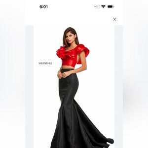 2 Pc Sherri Hill red and black prom dress NWT new
